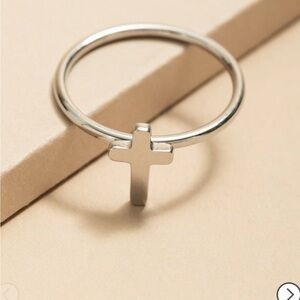 Francesca's Stainless Steel Waterproof/ Sweatproof Silver Cross Ring